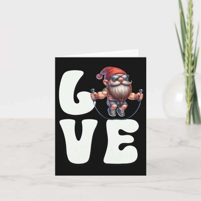 Tarjeta Fitness Gnome Papá Con Rope Salto Ama Cardio (Anverso)