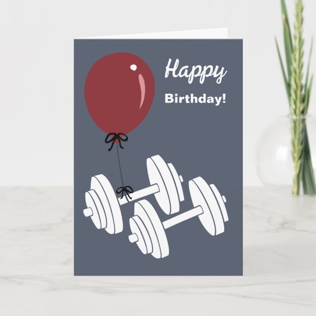 Tarjeta Fitness Studio Dumbbell & Balloon Happy Birthday (Anverso)