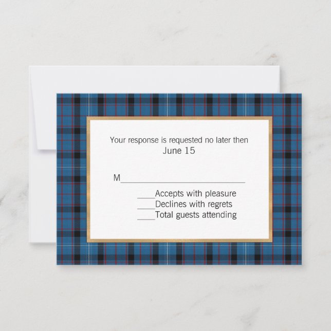 Tarjeta Fitzgerald Tartan Plaid Wedding RSVP (Anverso)