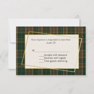 Tarjeta Fitzsimmons Tartan Plaid Wedding RSVP