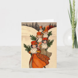 Tarjeta Five Girls With Furry Muffs - Florence Hardy