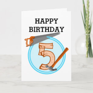 Tarjeta Five Year old Boy Birthday TOOLS