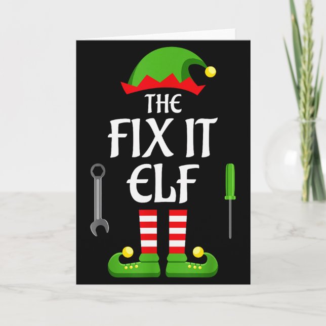 Tarjeta Fix It Elf Family Matching Group Christmas  (Anverso)