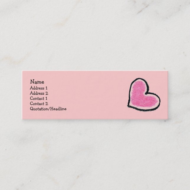 Tarjeta flaca del perfil del CORAZÓN ROSADO (Anverso)