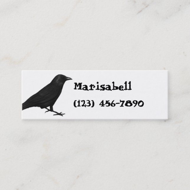 Tarjeta flaca del perfil del cuervo gótico (Anverso)
