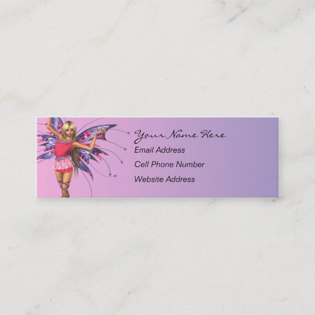 Tarjeta flaca del perfil del Faerie de la mariposa (Anverso)
