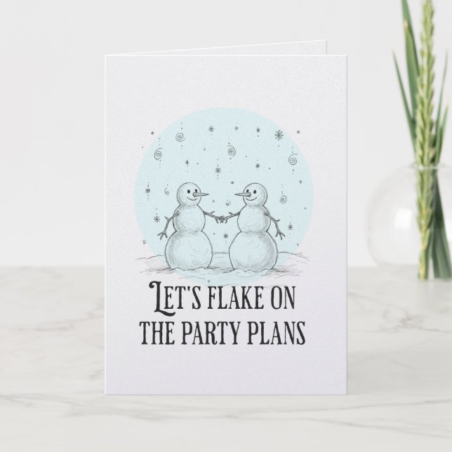 Tarjeta Flake on party plans snowman funny romantic card (Anverso)