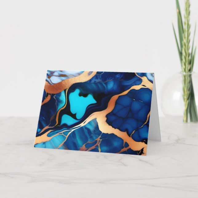 Tarjeta Flamante dorado azul trenzado (Anverso)