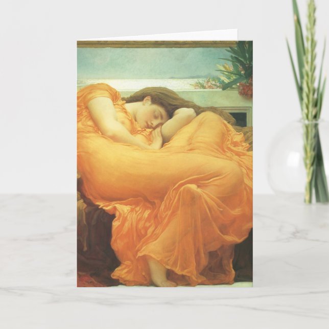 Tarjeta Flamante junio por Lord Frederic Leighton (Anverso)