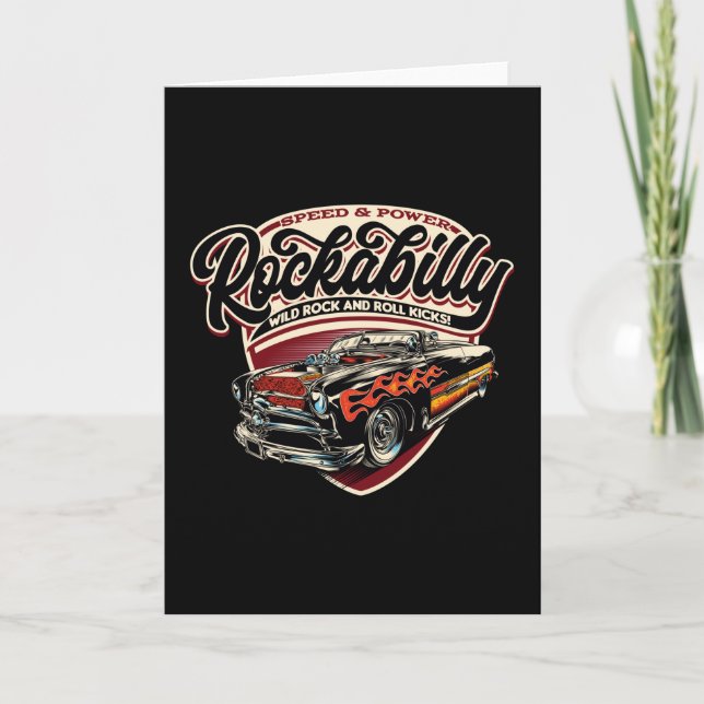 Tarjeta Flamas de velocidad Rockabilly Hotrod - neg (Anverso)