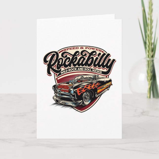 Tarjeta Flamas de velocidad Rockabilly Hotrod - pos (Anverso)