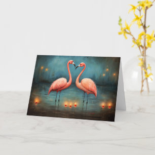 Tarjeta Flamas Eternas de Amor Valentine Flamingos
