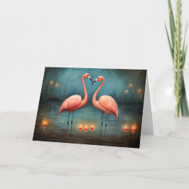 Tarjeta Flamas Eternas de Amor Valentine Flamingos