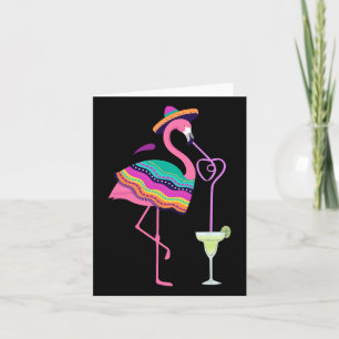 Tarjeta Flamenco bebiendo Margarita Poncho mexicano Cinco