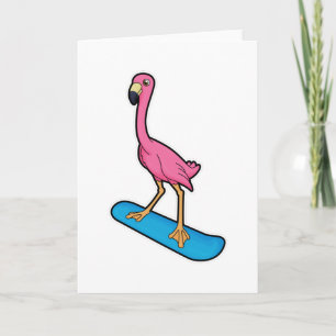 Tarjeta Flamenco como snowboarder con snowboard