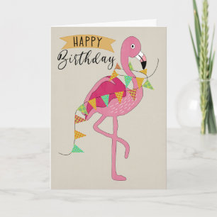 Tarjeta Flamenco de Cumpleaños con Estandarte