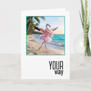 Tarjeta Flamenco de Cumpleaños con Tutú Rosa