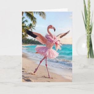 Tarjeta Flamenco de Cumpleaños en Tutú Rosa