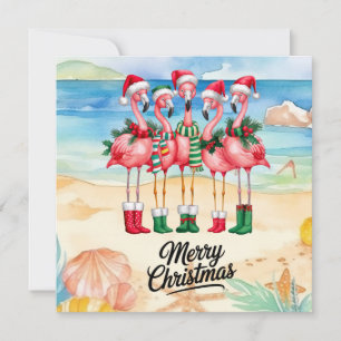Tarjeta Flamenco lleva sombrero de Santa con Navidad de ta