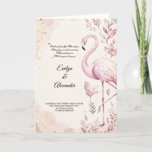 Tarjeta Flamenco Rosa Acuarela Dorada Boda