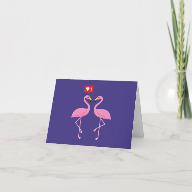 Tarjeta Flamenco Rosa Dulce Como Corazón Pastel | Agregar  (Anverso)