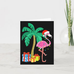 Tarjeta Flamenco Rosa Palma De Navidad Tropical Xmas Fu