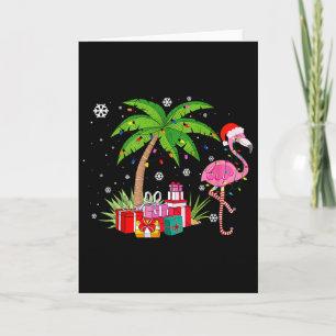 Tarjeta Flamenco Rosa Palmera de Navidad Tropical Xmas Fu