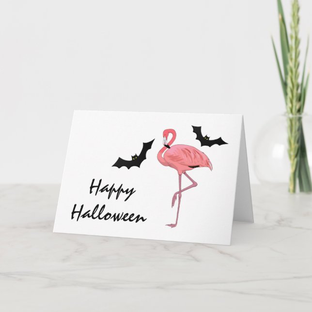 Tarjeta Flamingo Bats de Halloween (Anverso)