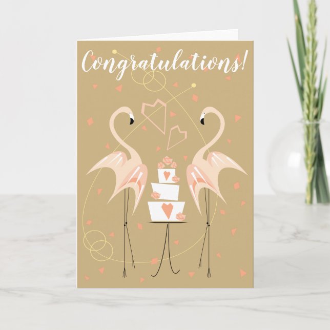 Tarjeta Flamingo Boda Felicitaciones (Anverso)