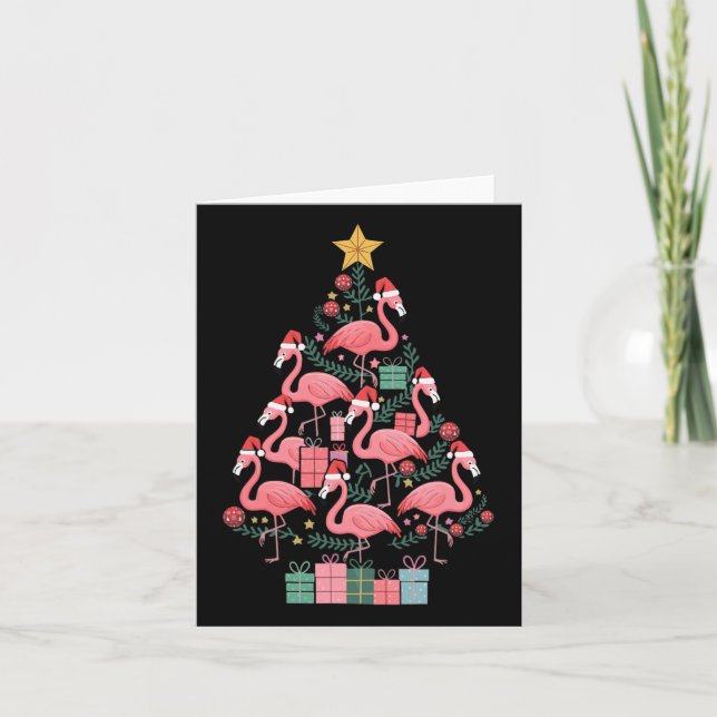 Tarjeta Flamingo Christmas Tree (Anverso)