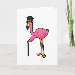 Tarjeta Flamingo como Groom con Gorra y caña
