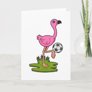 Tarjeta Flamingo como jugador de fútbol con fútbol