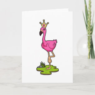 Tarjeta Flamingo como princesa con corona