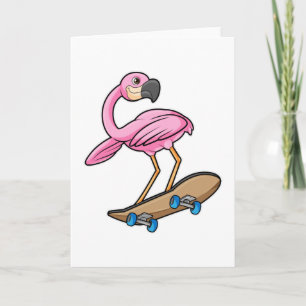 Tarjeta Flamingo como Skater con Skateboard