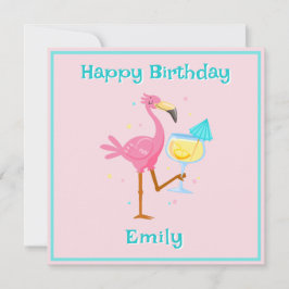 Tarjeta Flamingo con cóctel