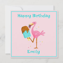 Tarjeta Flamingo con hielo Lolly