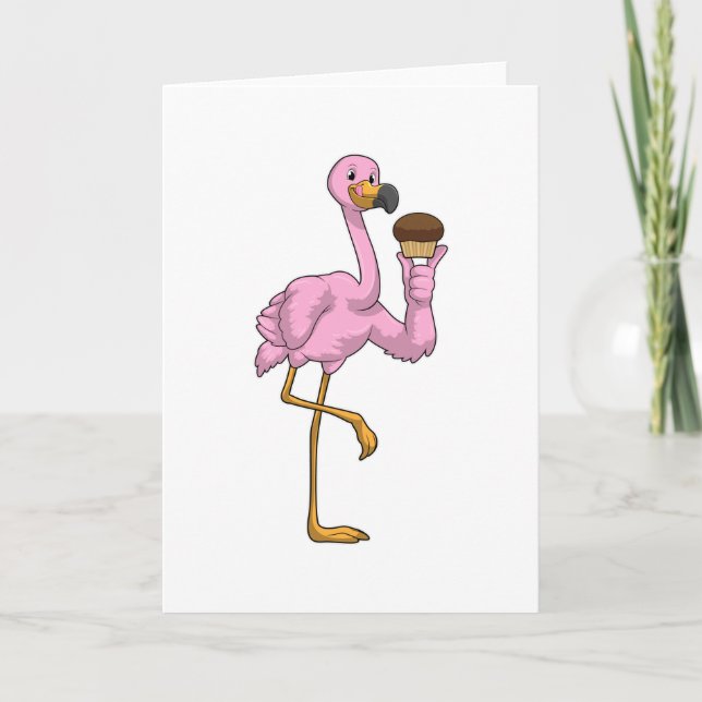 Tarjeta Flamingo con Muffin (Anverso)