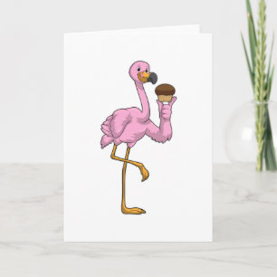 Tarjeta Flamingo con Muffin