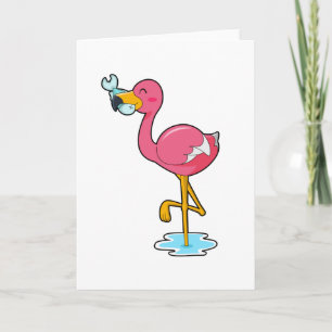 Tarjeta Flamingo con pescado