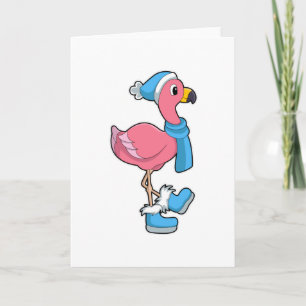 Tarjeta Flamingo con Scarf y Gorra