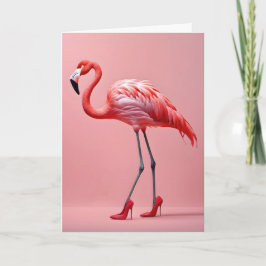Tarjeta Flamingo Con Zapatos Rojos