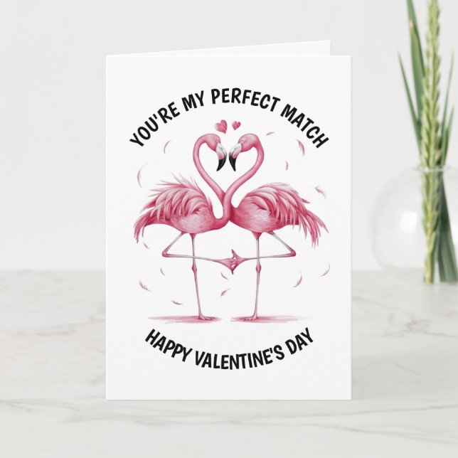 Tarjeta Flamingo Couple Valentine (Anverso)
