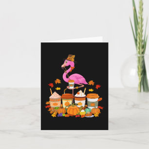 Tarjeta Flamingo de Acción de Gracias con tazas de café Go