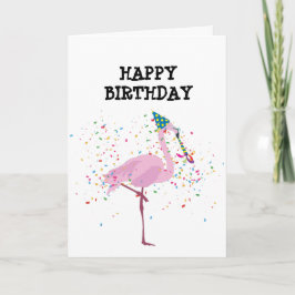 Tarjeta Flamingo de fiesta - Animales en la fiesta de cump