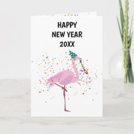 Tarjeta Flamingo de fiesta - Vacaciones de animales en Año