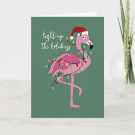Tarjeta Flamingo de Navidad Ilumina las Fiestas