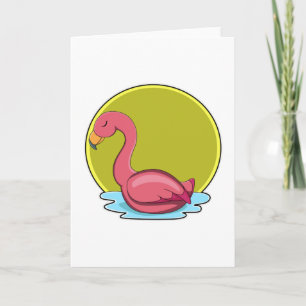 Tarjeta Flamingo en agua con sol