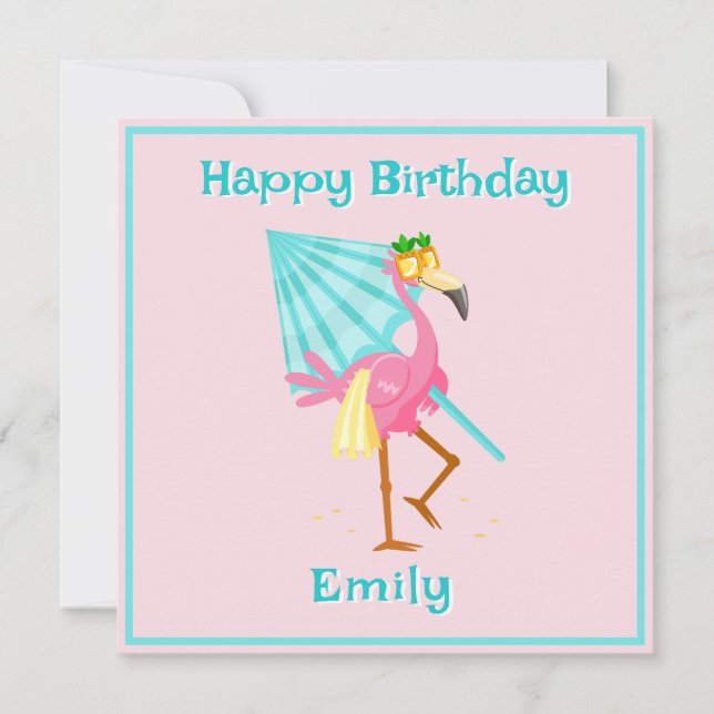 Tarjeta Flamingo en la playa (Anverso)