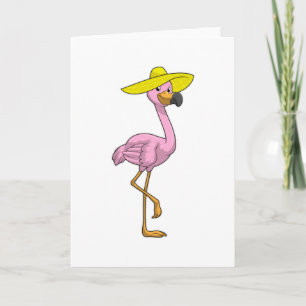 Tarjeta Flamingo en la playa con Gorra