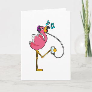Tarjeta Flamingo en Music with Headphone